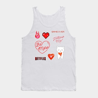 red heart love sticker set collection Tank Top